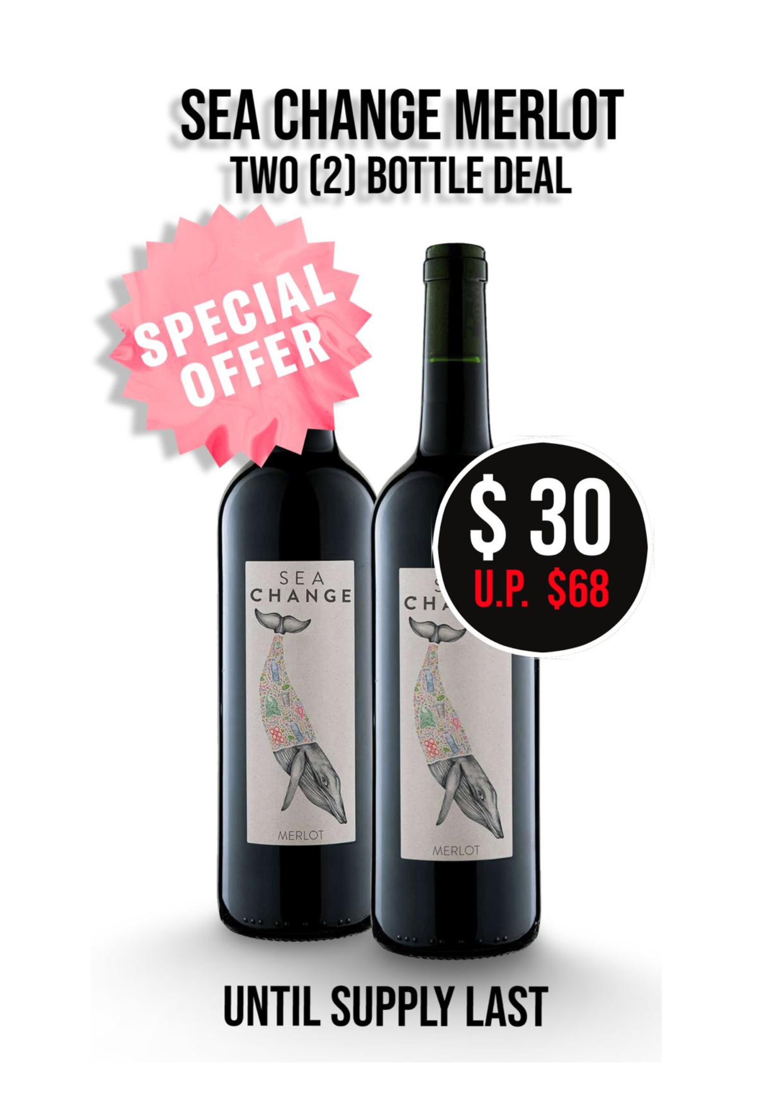Sea Change Merlot 2022 700ml Two (2) Bottle deal