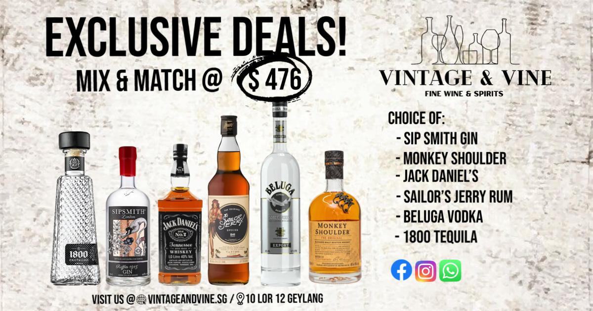 Mix&Match: 1800+SIpsmith+Jack Daniel+Sailor Jerry+Beluga+Monkey Shoulder